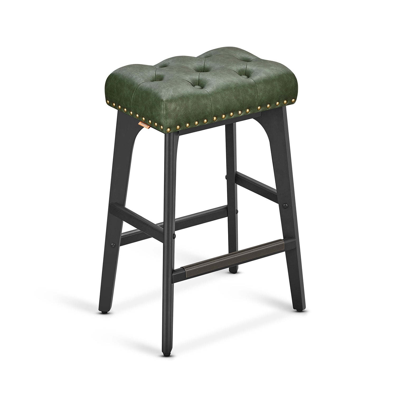 Bar Stools with Backless Design – Tufted PU Leather – Set of 2 – 26" Seat Height