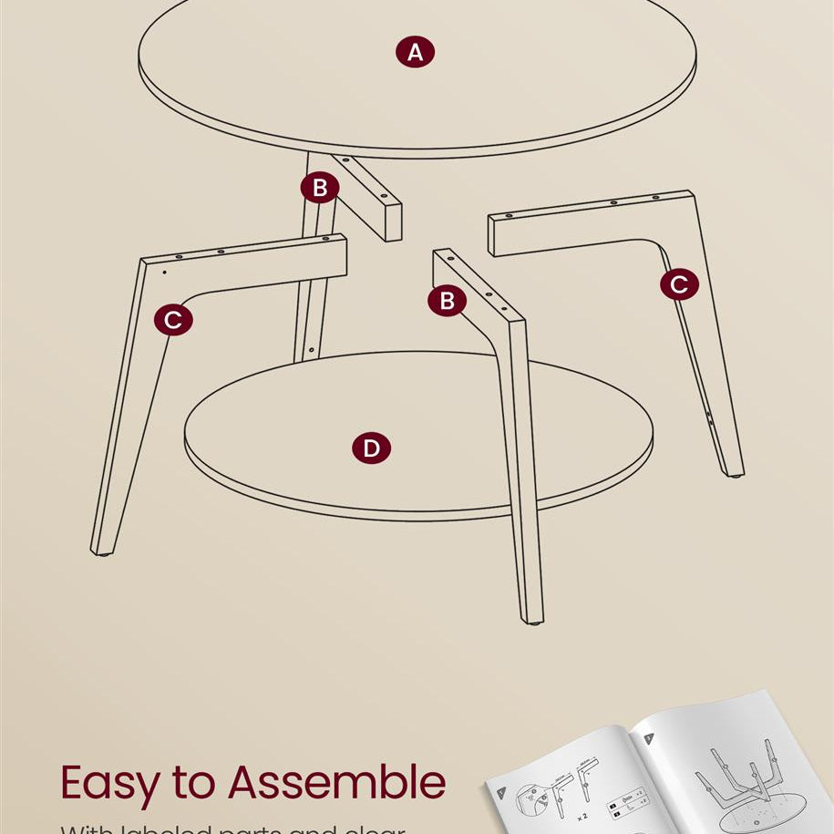 Modern 2-Tier Round Coffee Table – 31.5" Diameter