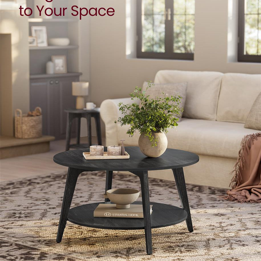 Modern 2-Tier Round Coffee Table – 31.5" Diameter