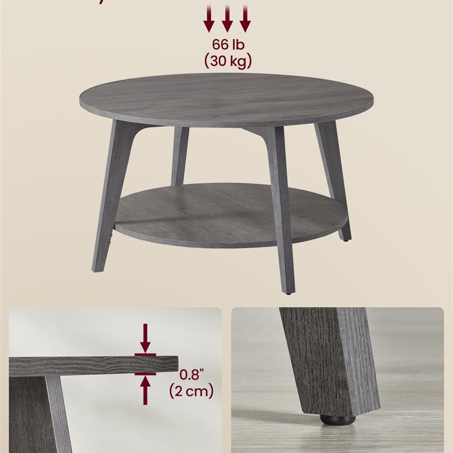 Modern 2-Tier Round Coffee Table – 31.5" Diameter