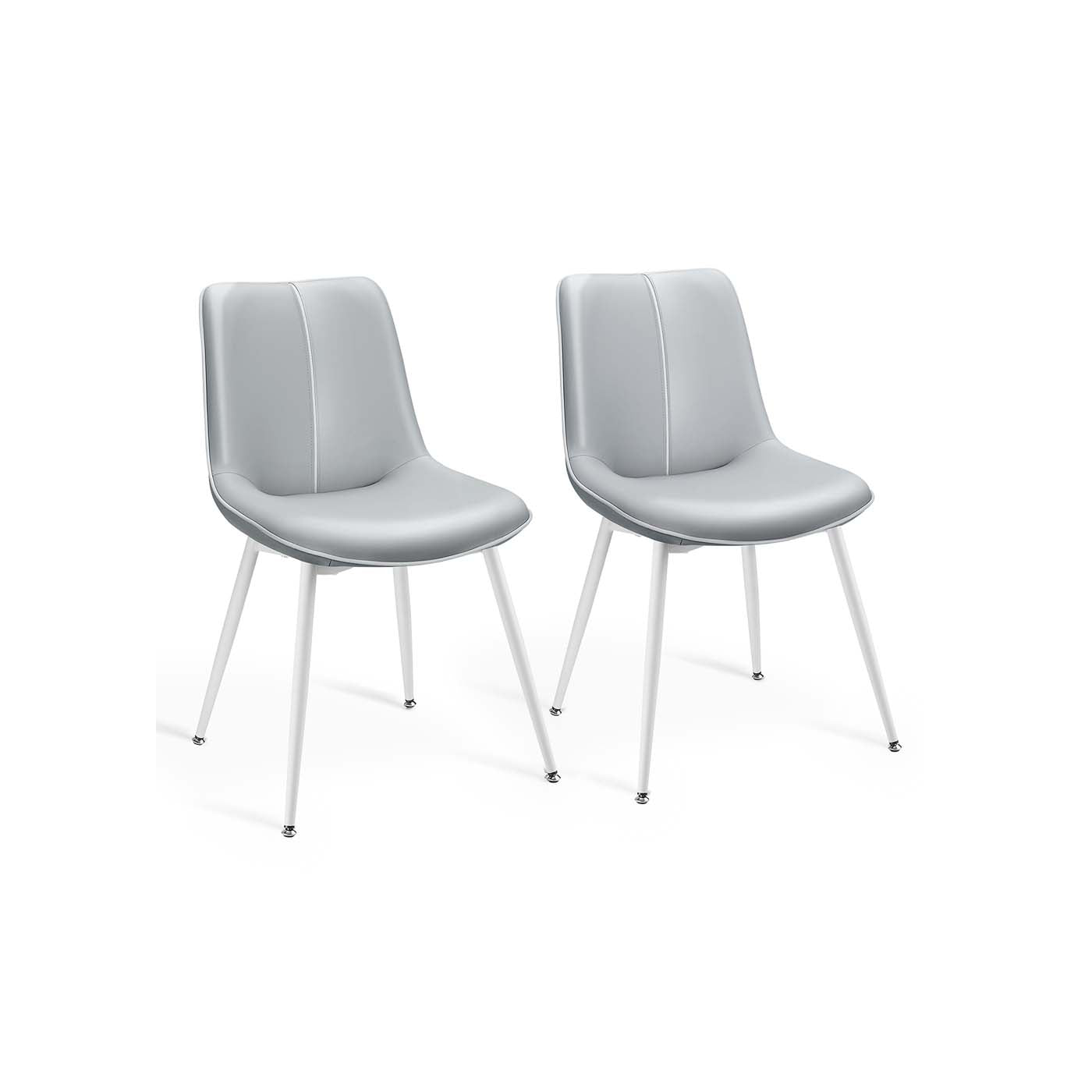Modern Dining Chairs - Set of 2 - PU Leather - Curved Steel Legs