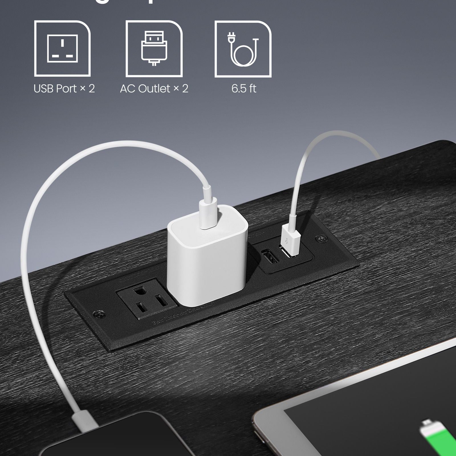 Modern led nightstand with charging station – white bedside table with drawer, open shelf & dual led strips