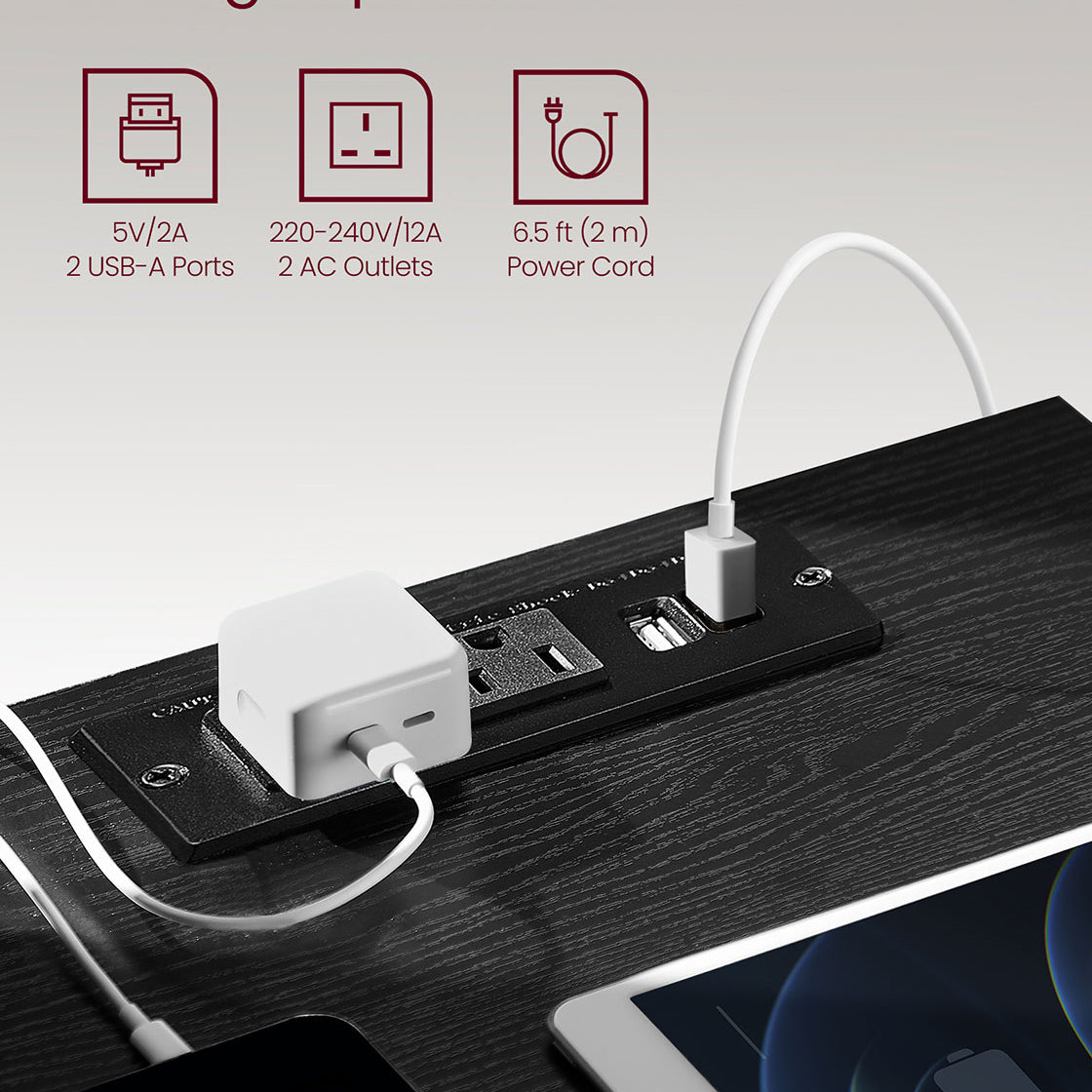 Nightstand with Charging Station - 3 Drawers - USB & AC Outlets