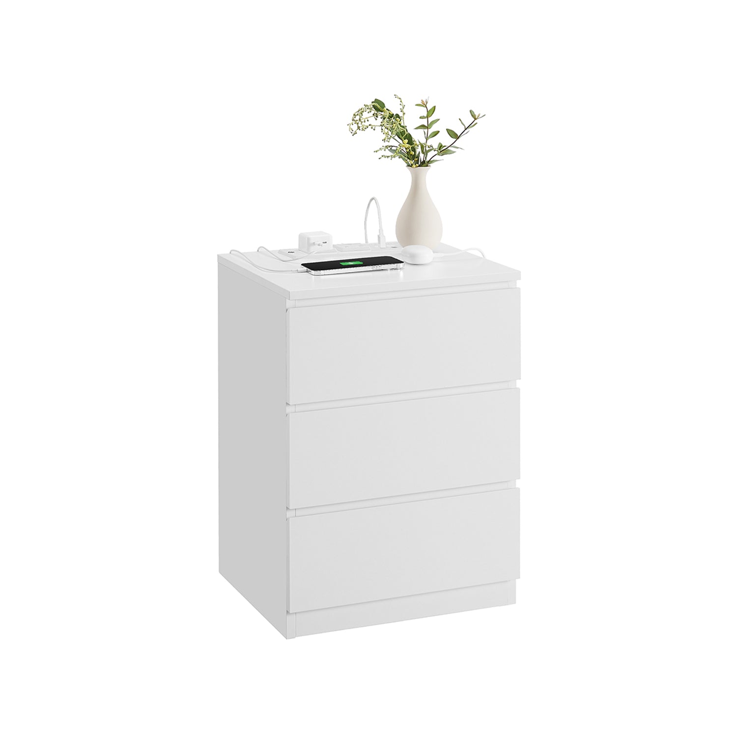 Nightstand with Charging Station - 3 Drawers - USB & AC Outlets
