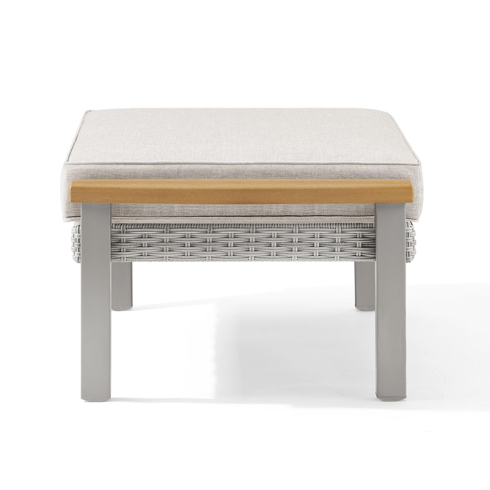 Outdoor Ottoman, Rattan Look, Thick Cushion, Footrest