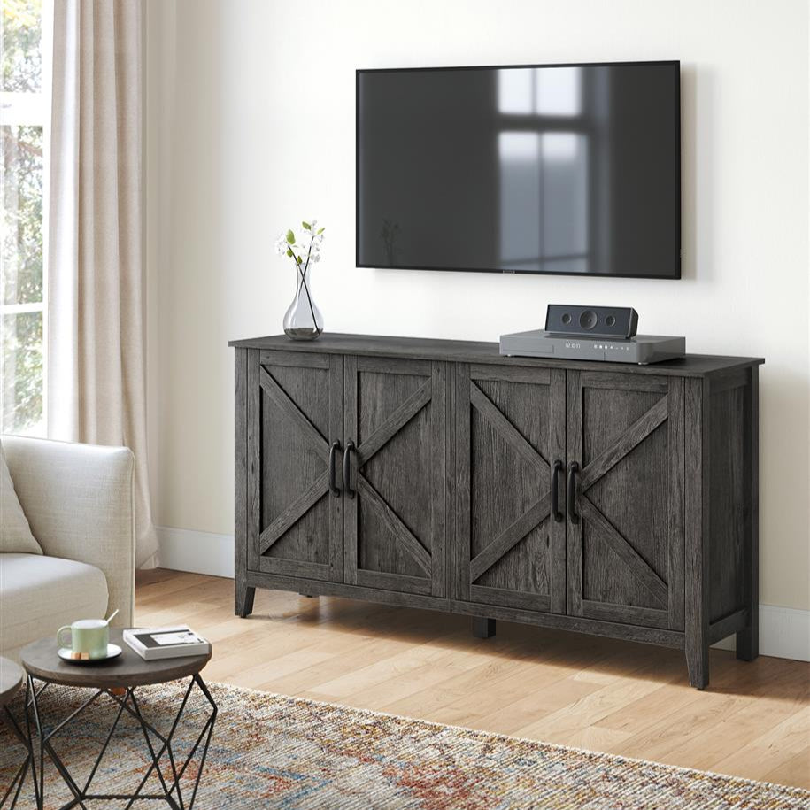 Rustic buffet cabinet, 59" sideboard, adjustable shelves, cable management