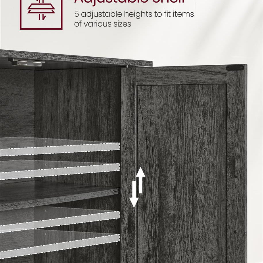 Rustic buffet cabinet, 59" sideboard, adjustable shelves, cable management