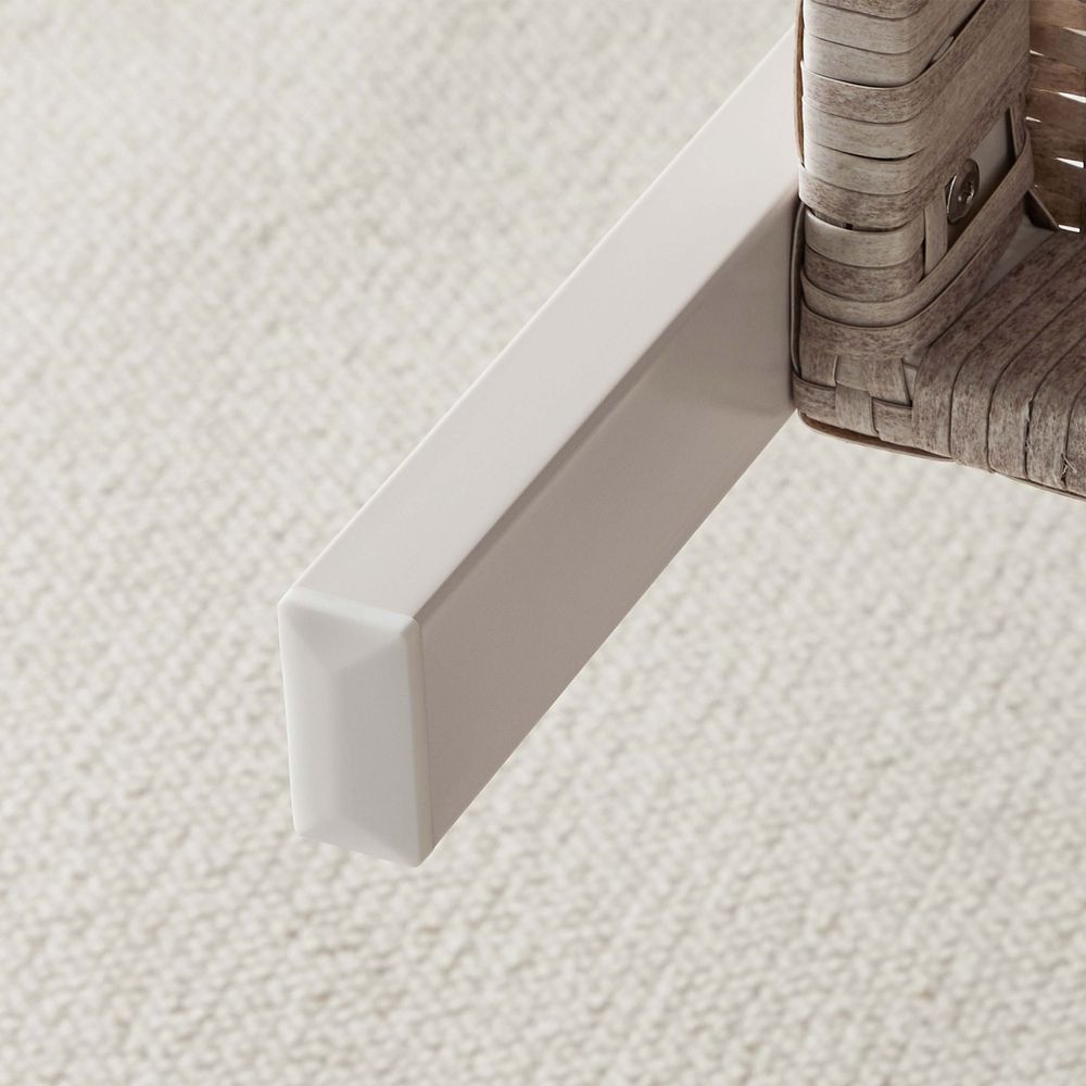 Sencillo Glass Side Table, Rattan Look, Faux Wood Frame