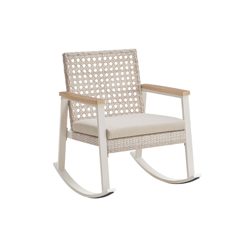 Sencillo Rocking Chair, Rattan Look, Faux Wood, Outdoor