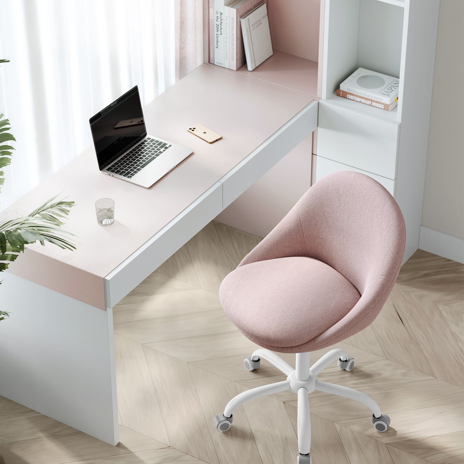 Sherpa Vanity Chair - Swivel Office Chair - Armless Design - Height Adjustable