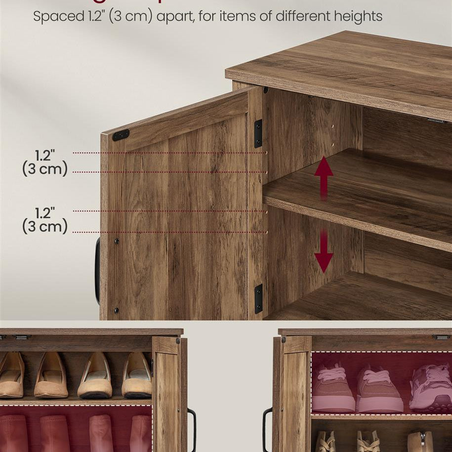 Shoe Storage Cabinet, Freestanding MDF, Open/Closed Compartments, Adjustable Shelves