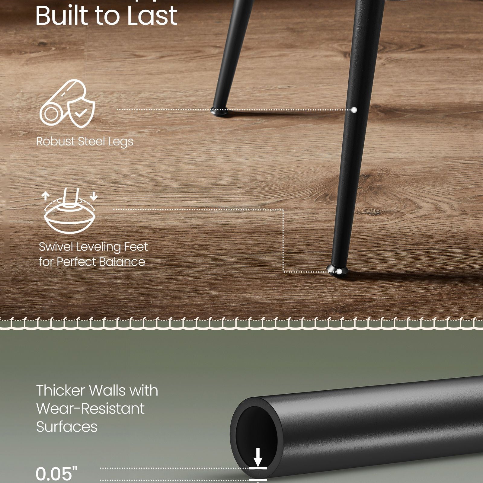 Swivel Bar Stools – Set of 2 – Faux Leather Seat with 360° Rotation – Steel Frame with Adjustable Feet – 25.6"/30" Seat Height