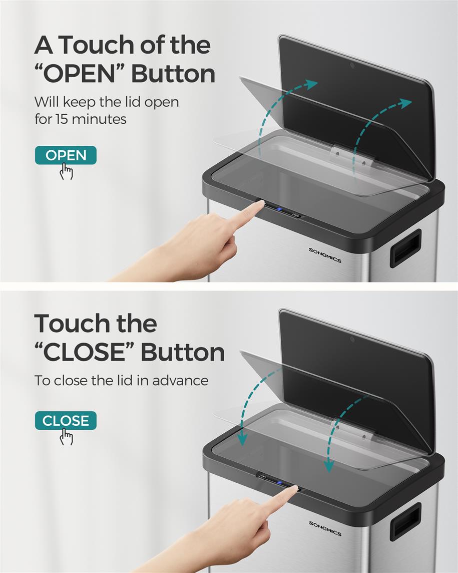 18-Gallon Motion Sensor Trash Can, Stainless Steel, Stay-Open, Soft-Close, Bag Retainer