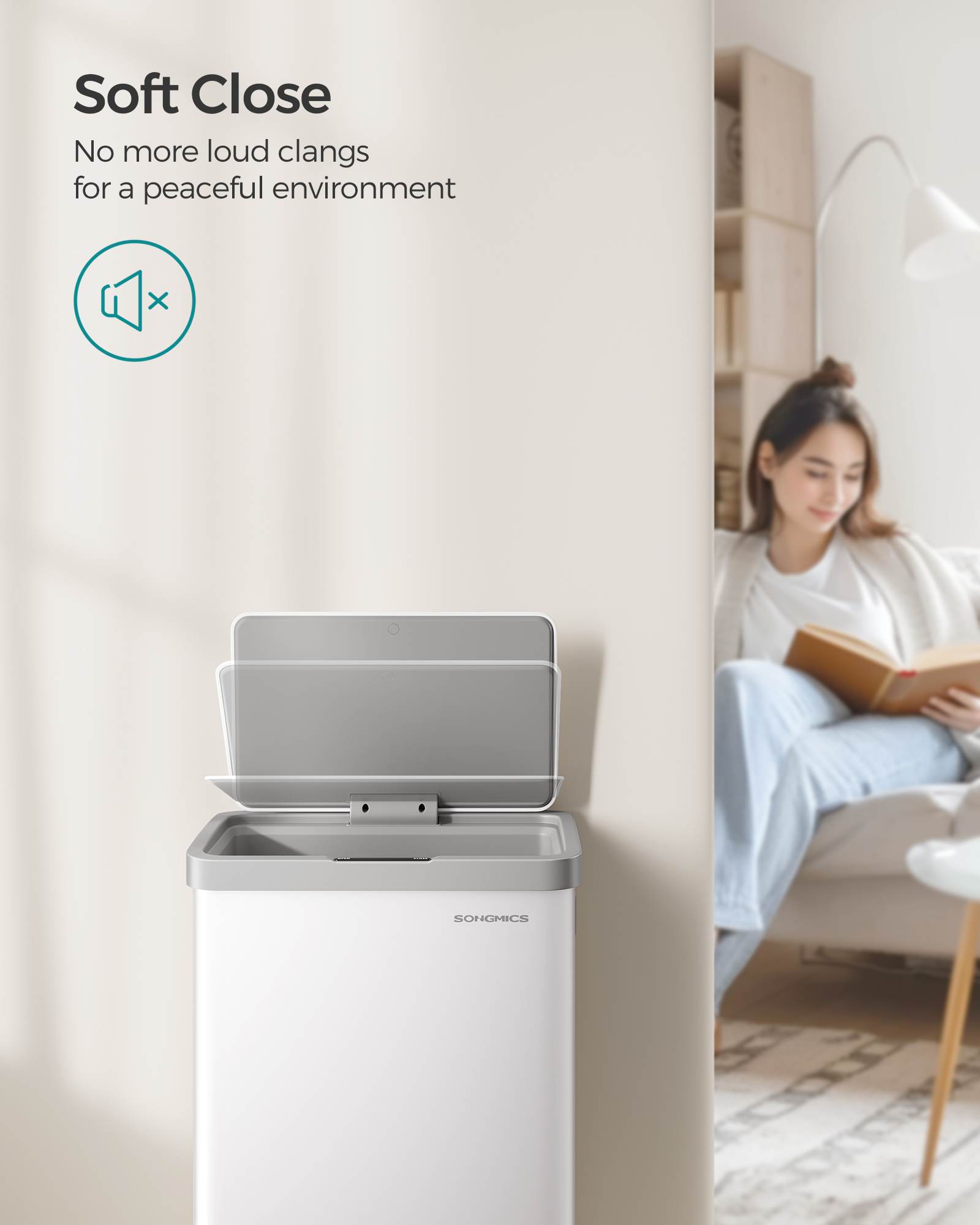 18-Gallon Motion Sensor Trash Can, Stainless Steel, Stay-Open, Soft-Close, Bag Retainer