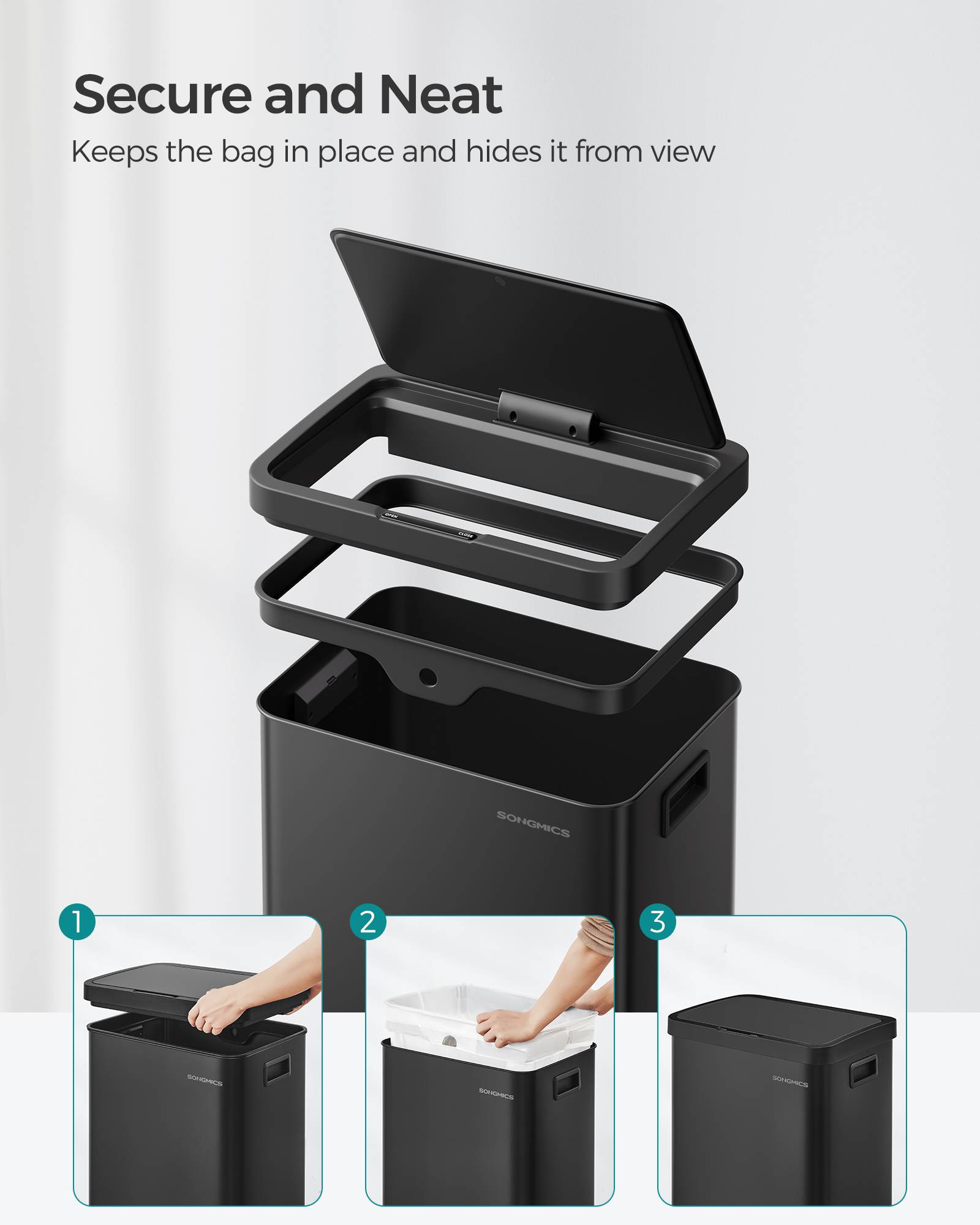 18-Gallon Motion Sensor Trash Can, Stainless Steel, Stay-Open, Soft-Close, Bag Retainer