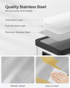 18-Gallon Motion Sensor Trash Can, Stainless Steel, Stay-Open, Soft-Close, Bag Retainer