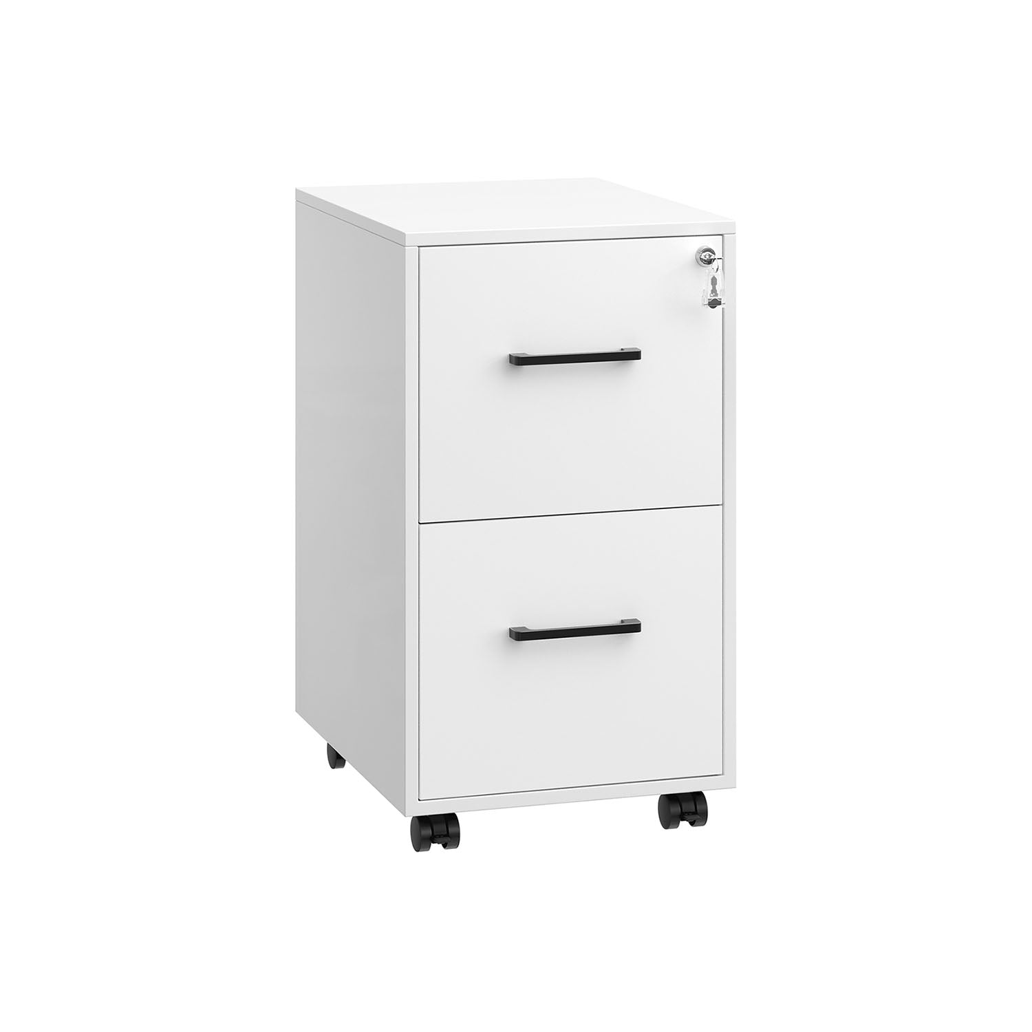 2-Drawer Mobile File Cabinet, Lockable, Hanging Rails, Steel Frame, Wheels/Feet