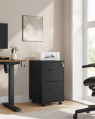 2-Drawer Mobile File Cabinet, Lockable, Hanging Rails, Steel Frame, Wheels/Feet