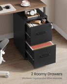 2-Drawer Mobile File Cabinet, Lockable, Hanging Rails, Steel Frame, Wheels/Feet