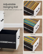 2-Drawer Mobile File Cabinet, Lockable, Hanging Rails, Steel Frame, Wheels/Feet