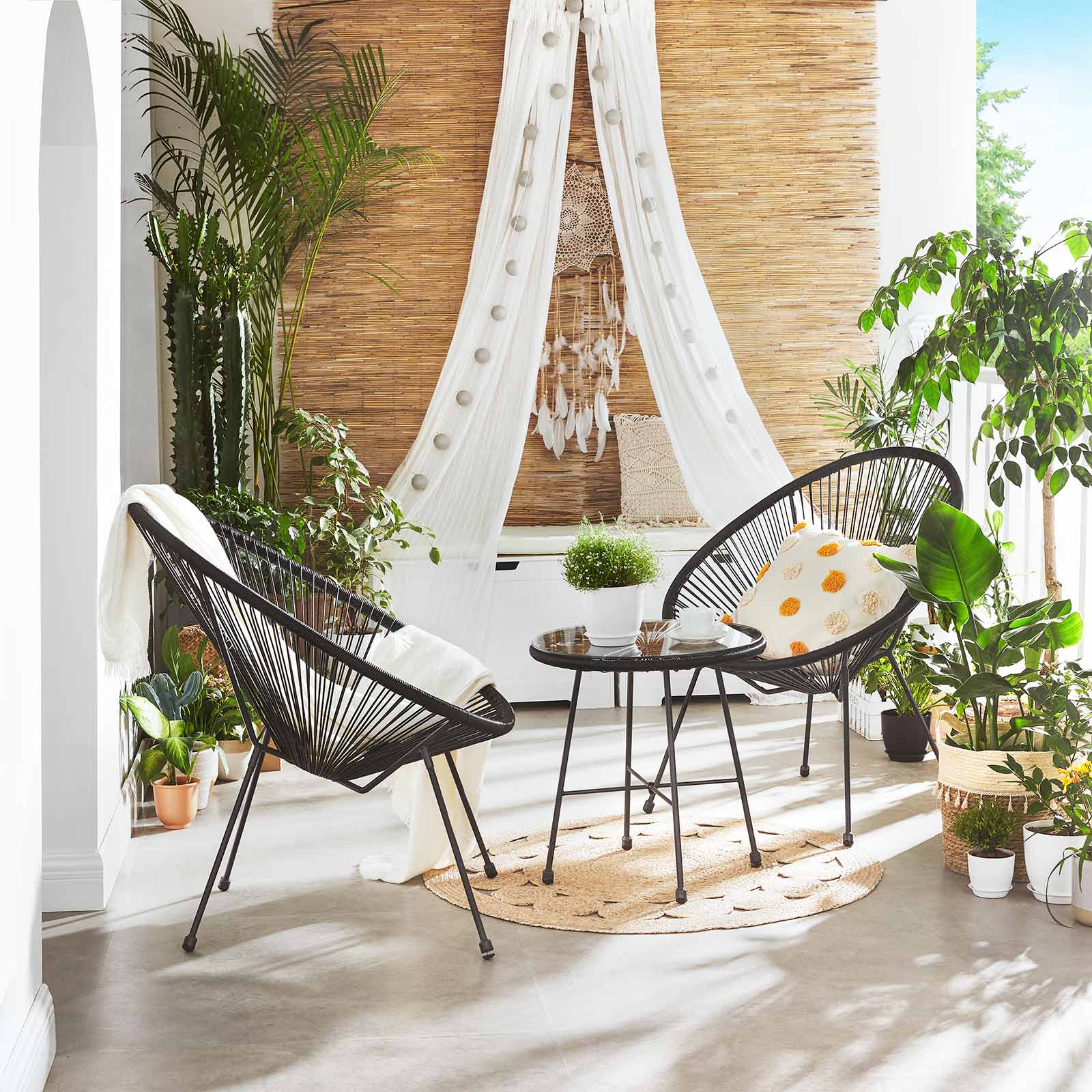 3-piece patio set with acapulco chairs and glass table - patio - garden furniture set