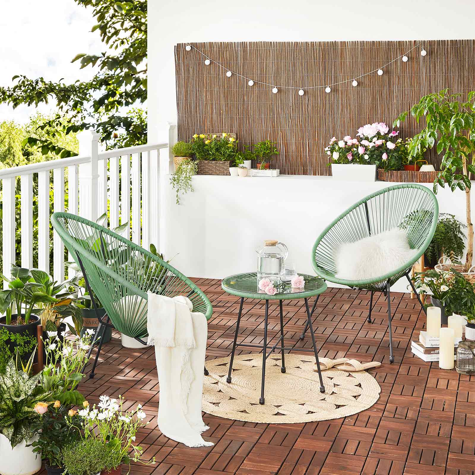 3-piece patio set with acapulco chairs and glass table - patio - garden furniture set