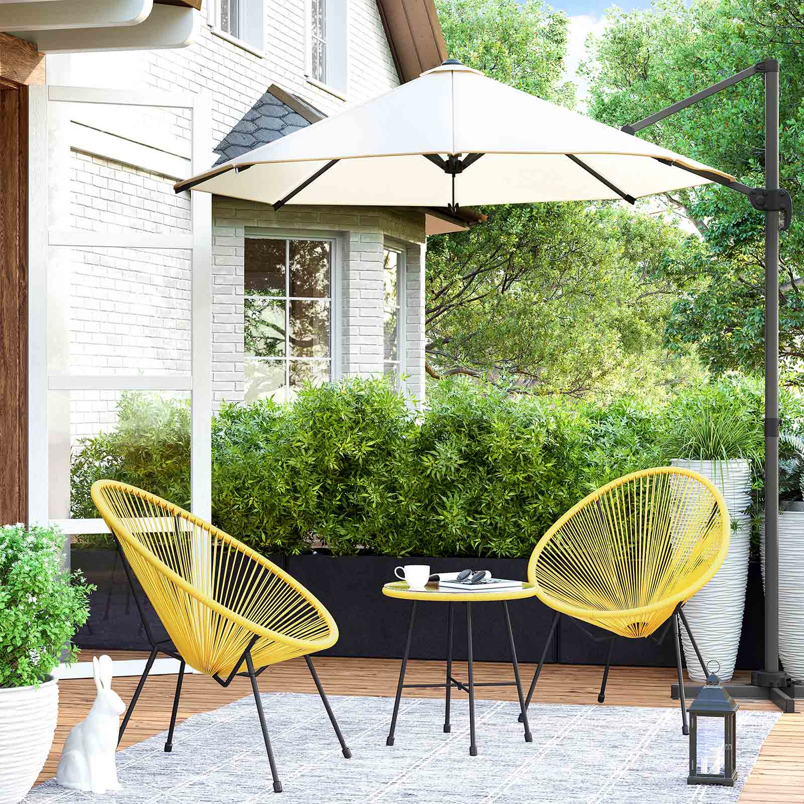 3-piece patio set with acapulco chairs and glass table - patio - garden furniture set
