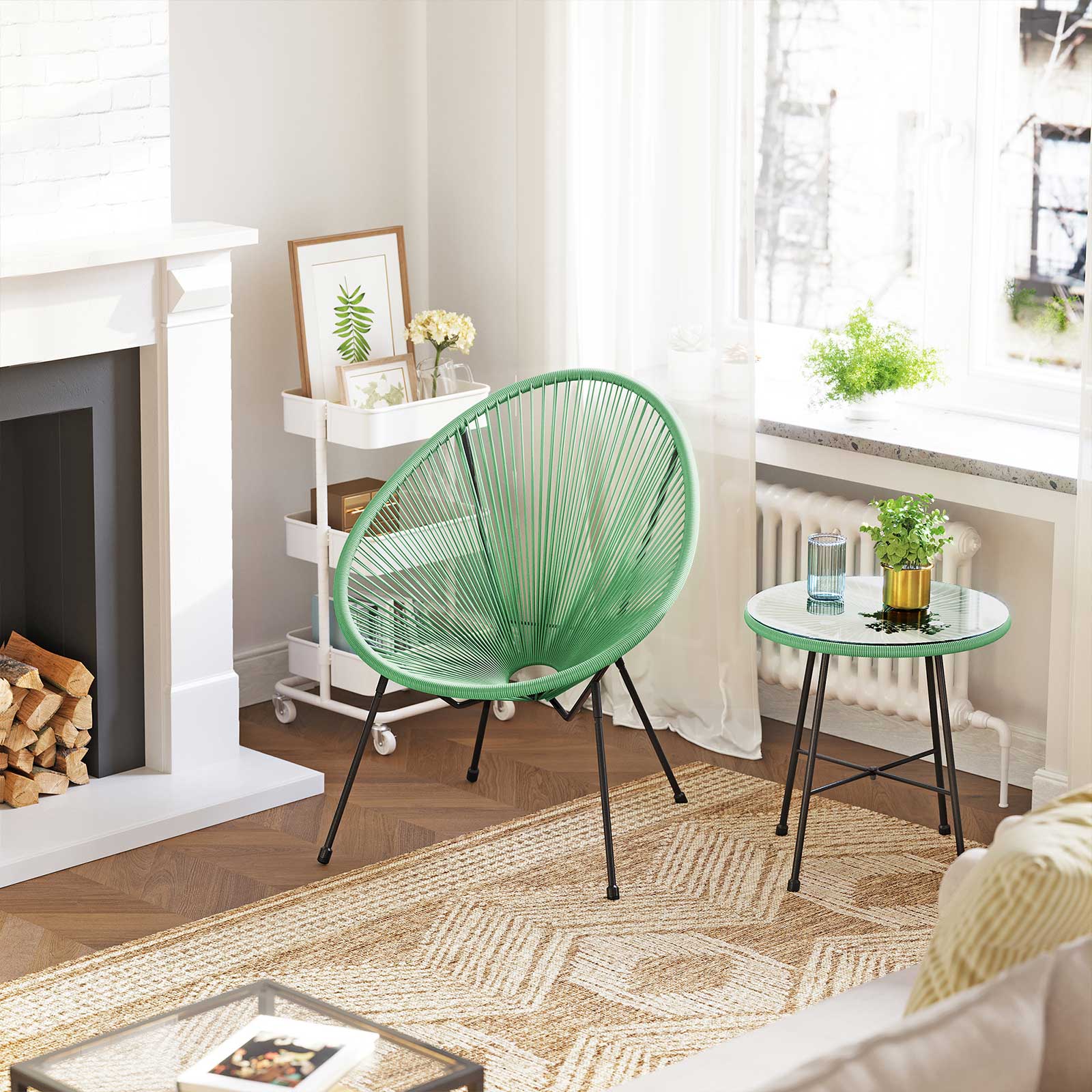 3-piece patio set with acapulco chairs and glass table - patio - garden furniture set