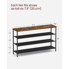 3-tier fabric shoe rack with wood top – wide entryway organizer – industrial style in rustic brown & black
