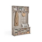 4-in-1 Entryway Hall Tree, Bench, Coat Hooks, Shoe Storage, Overhead Compartments