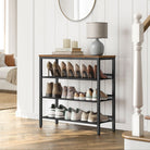 4-tier shoe rack with mesh shelves - industrial shoe organizer with top shelf - rustic brown & black