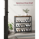 4-tier shoe rack with mesh shelves - industrial shoe organizer with top shelf - rustic brown & black