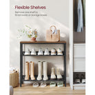 4-tier shoe rack with mesh shelves - industrial shoe organizer with top shelf - rustic brown & black