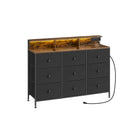 9-Drawer Dresser, LED Lights, 44.9" Wide, Power Outlets & USB, Steel Frame