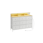 9-Drawer Dresser, LED Lights, 44.9" Wide, Power Outlets & USB, Steel Frame
