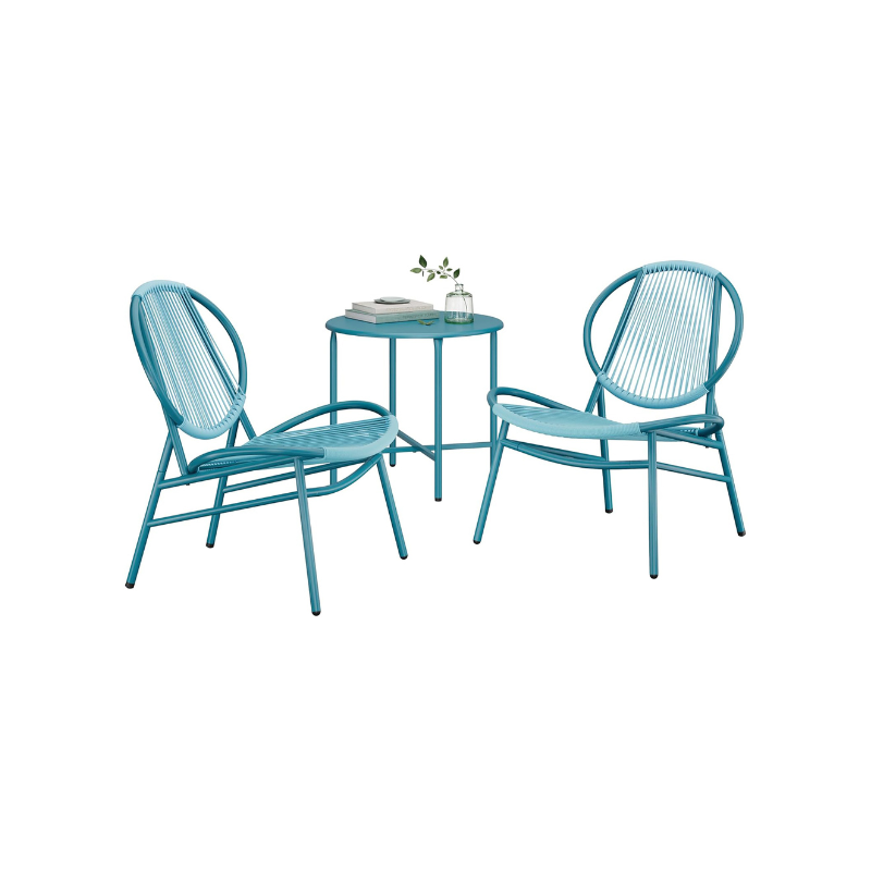 Acapulco Chair Set, Side Table, Outdoor Lounge, Indoor/Outdoor, Modern Shell