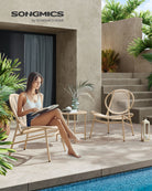 Acapulco Chair Set, Side Table, Outdoor Lounge, Indoor/Outdoor, Modern Shell