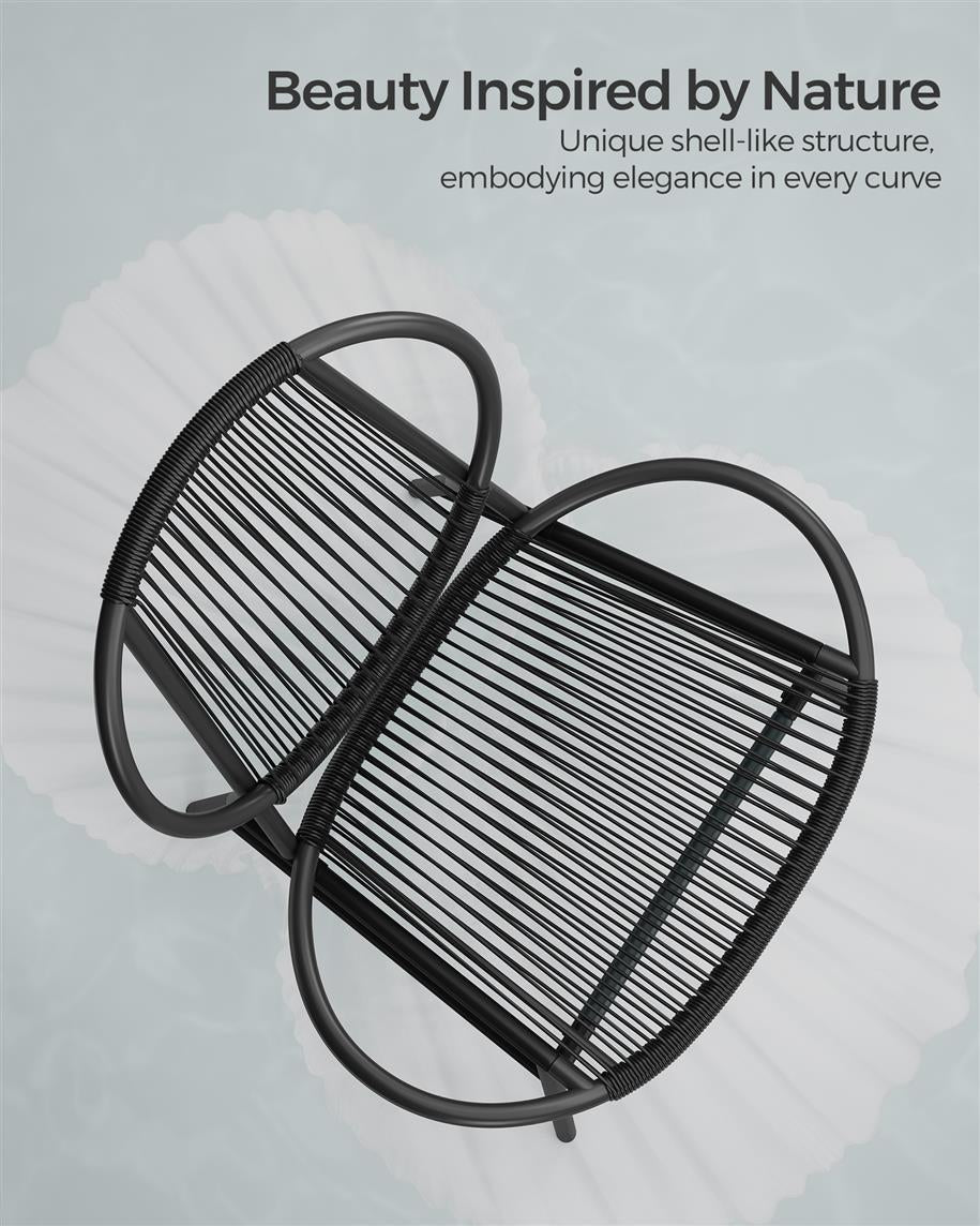 Acapulco Chair Set, Side Table, Outdoor Lounge, Indoor/Outdoor, Modern Shell