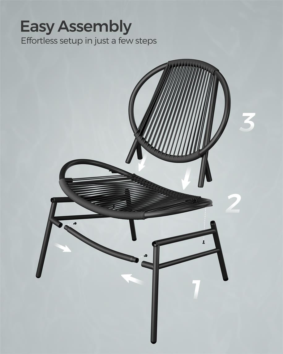 Acapulco Chair Set, Side Table, Outdoor Lounge, Indoor/Outdoor, Modern Shell