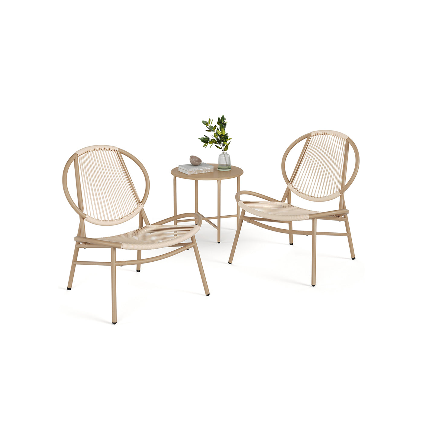 Acapulco Chair Set, Side Table, Outdoor Lounge, Indoor/Outdoor, Modern Shell