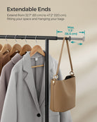 Adjustable Garment Rack with Wheels, Extends 32.7"–47.2", Rolling Clothing Stand, Black