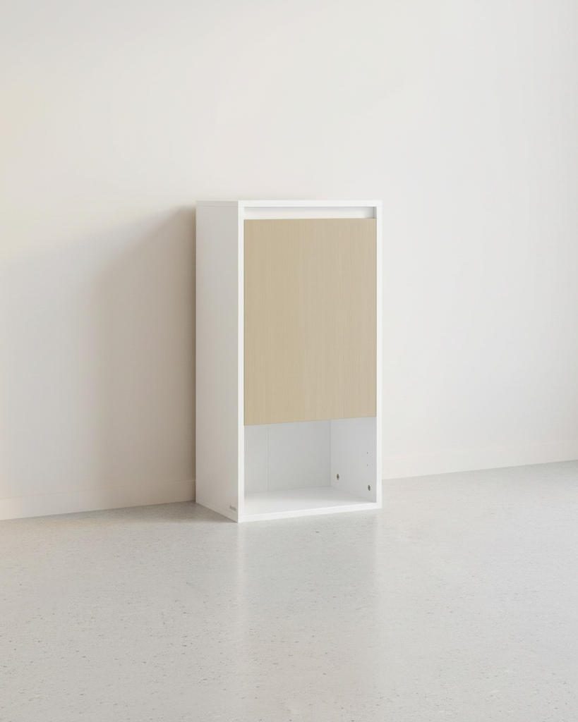 Wandkast voor de Badkamer – Wit & Natuurlijk Beige – 30 x 40 x 80 cm - De Vries Meubels