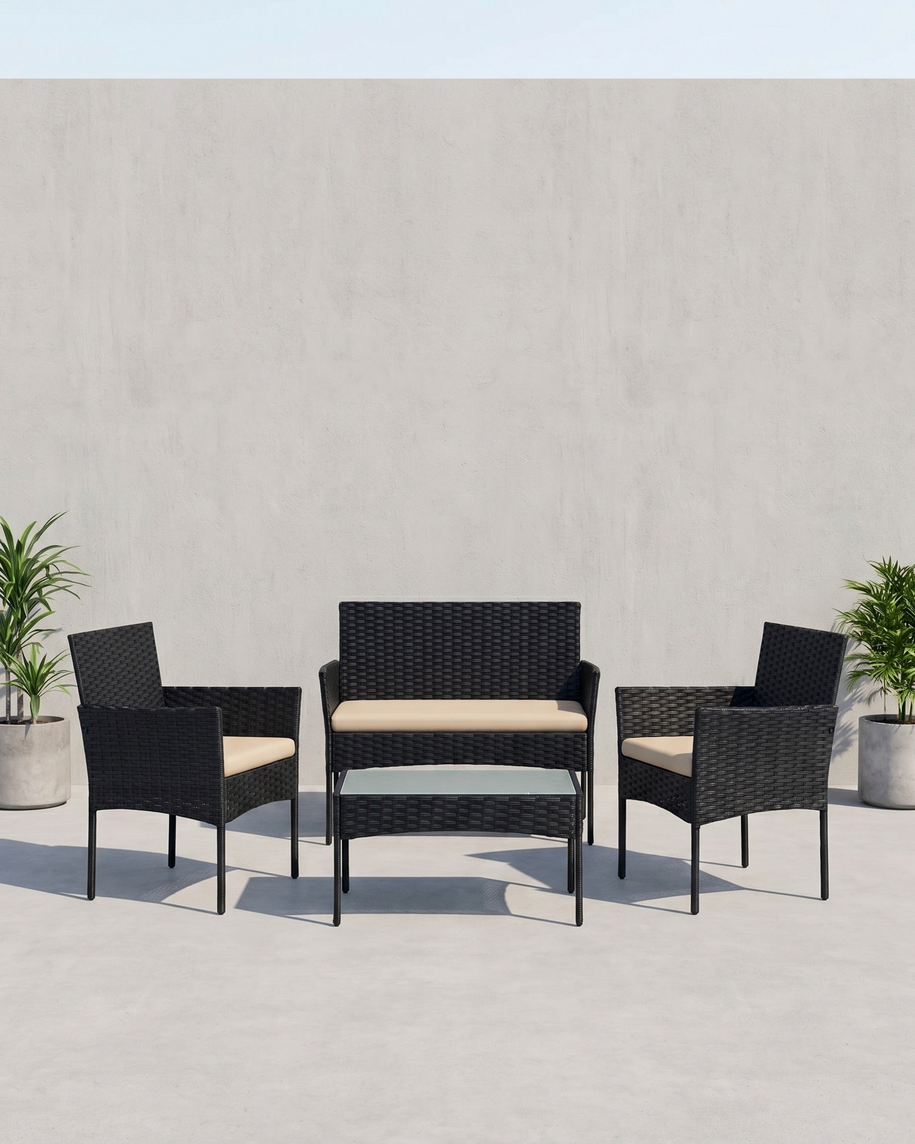 Tuinset met Rattanlook - Balkonset - Tuinstoelen met Tafeltje