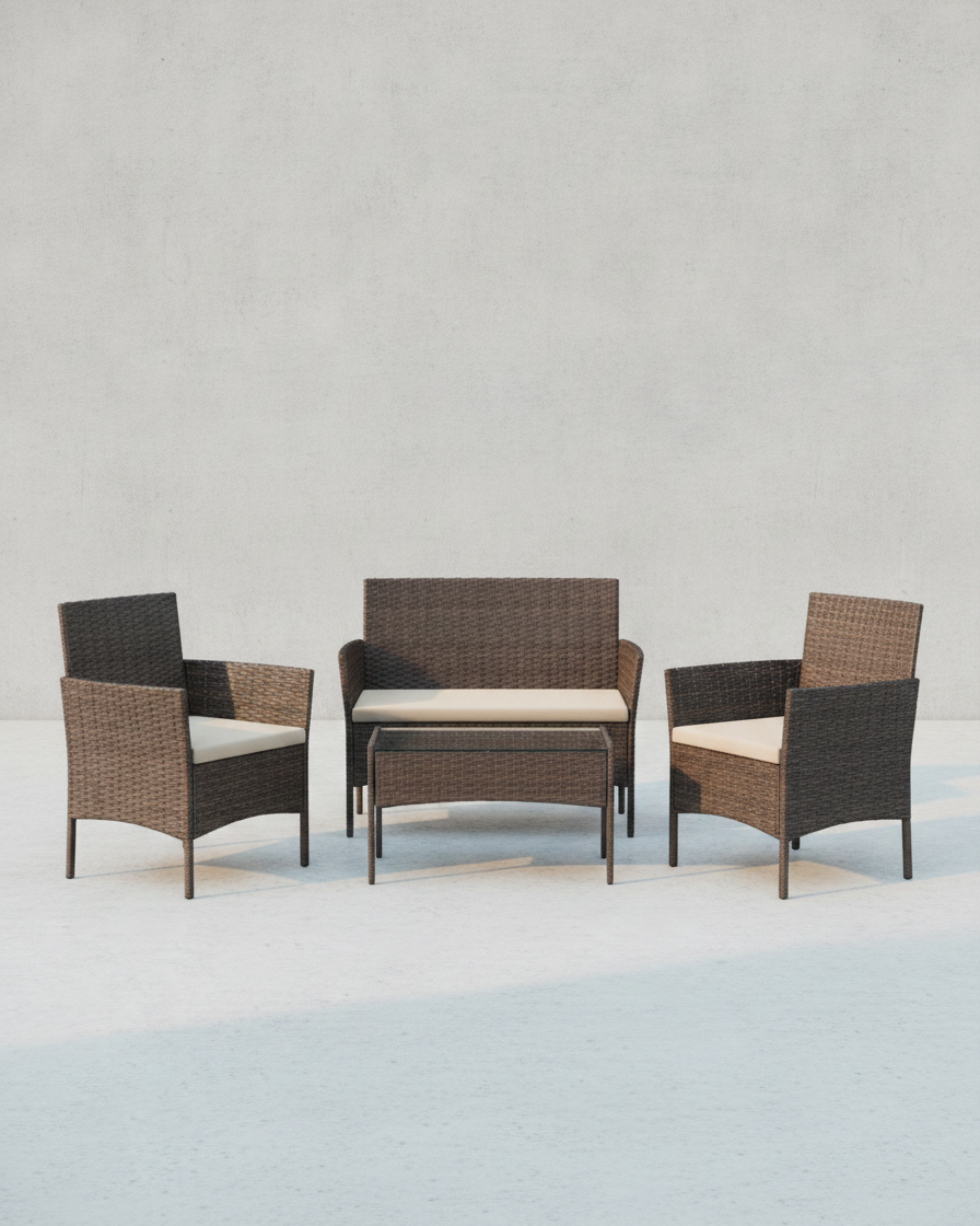 Tuinset met Rattanlook - Balkonset - Tuinstoelen met Tafeltje - De Vries Meubels
