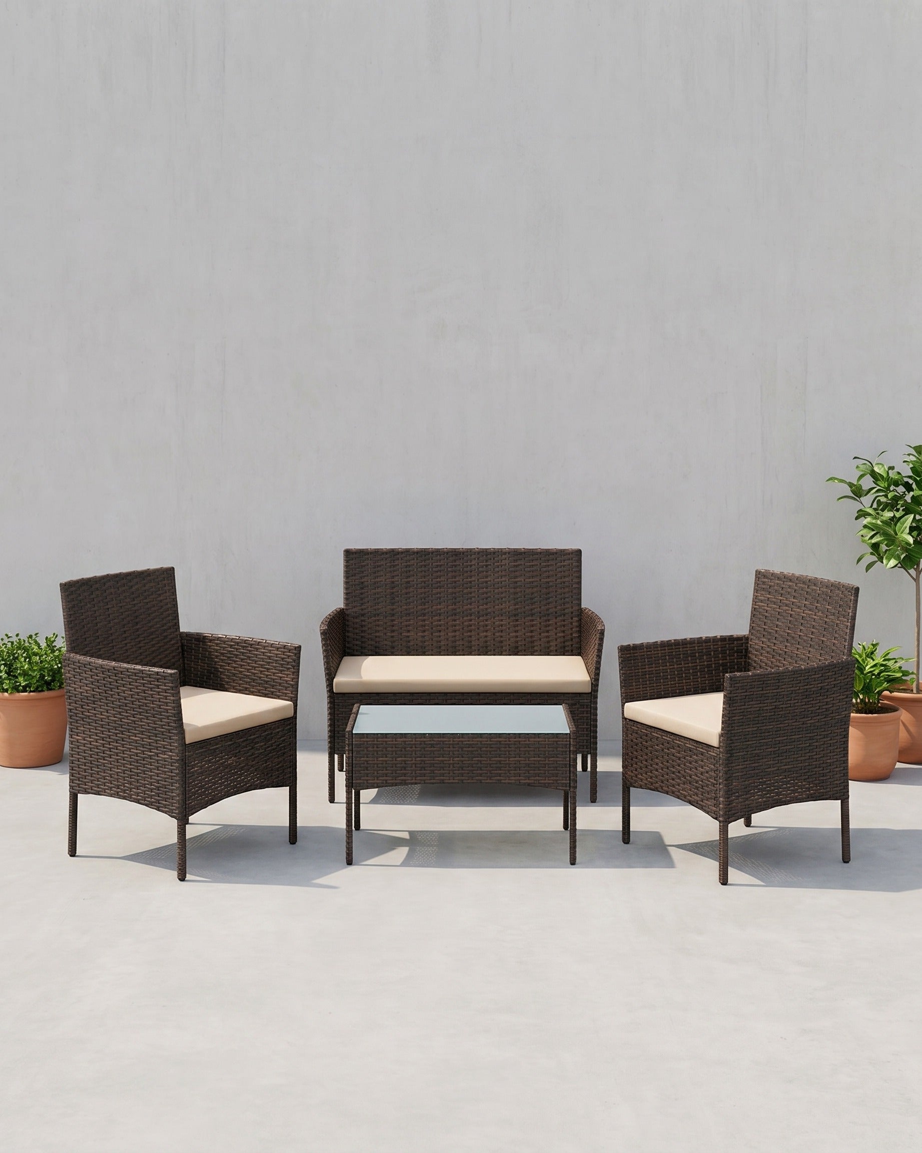 Tuinset met Rattanlook - Balkonset - Tuinstoelen met Tafeltje - De Vries Meubels