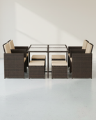 Complete Tuinmeubelset - Polyrattan Stoelen + Tafel - Terras Set met Kussens - De Vries Meubels