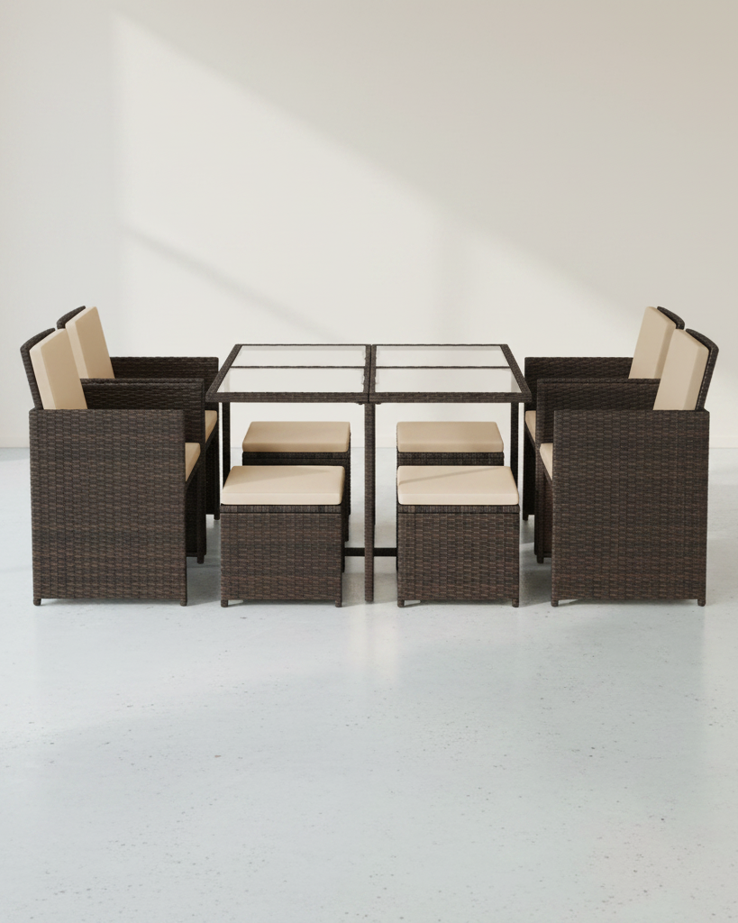 Complete Tuinmeubelset - Polyrattan Stoelen + Tafel - Terras Set met Kussens - De Vries Meubels