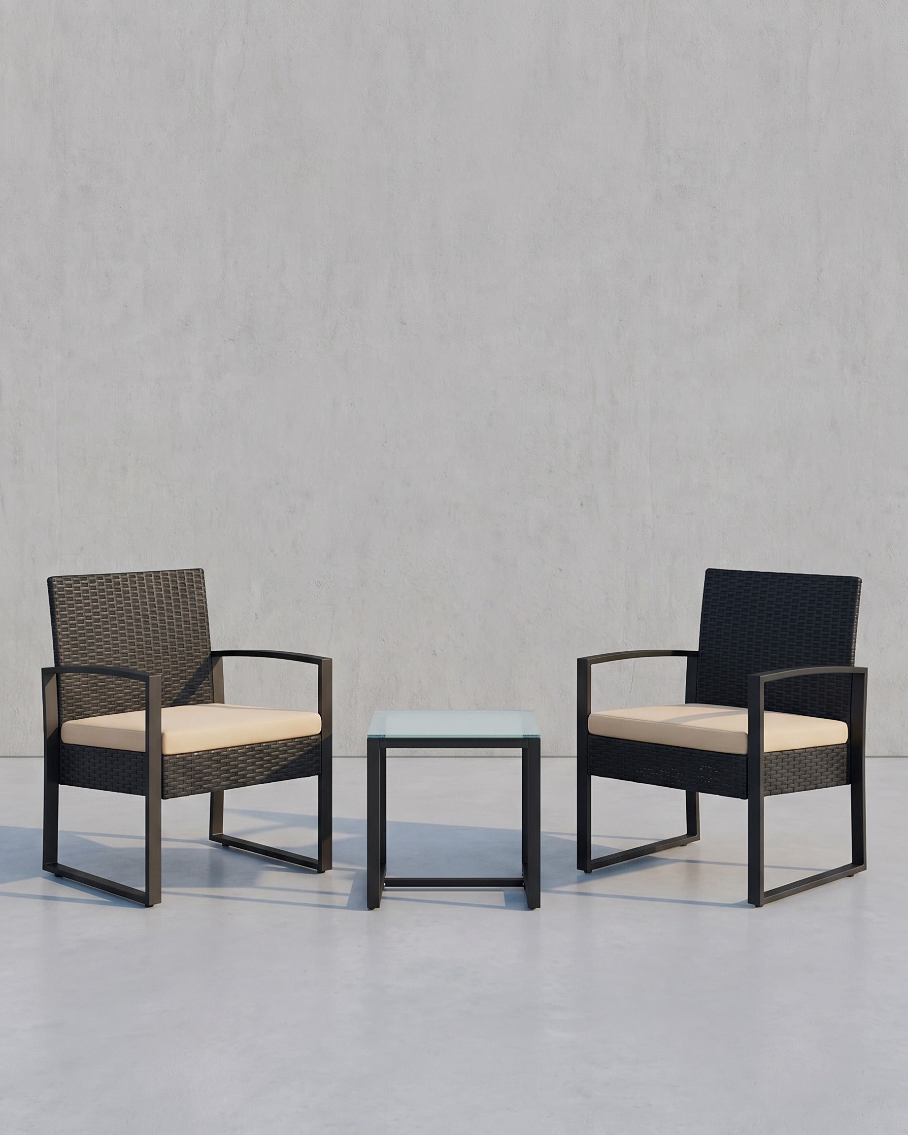 Stijlvol Balkonset met Rattanlook - Tuinset - Tuinstoelen met tafeltje