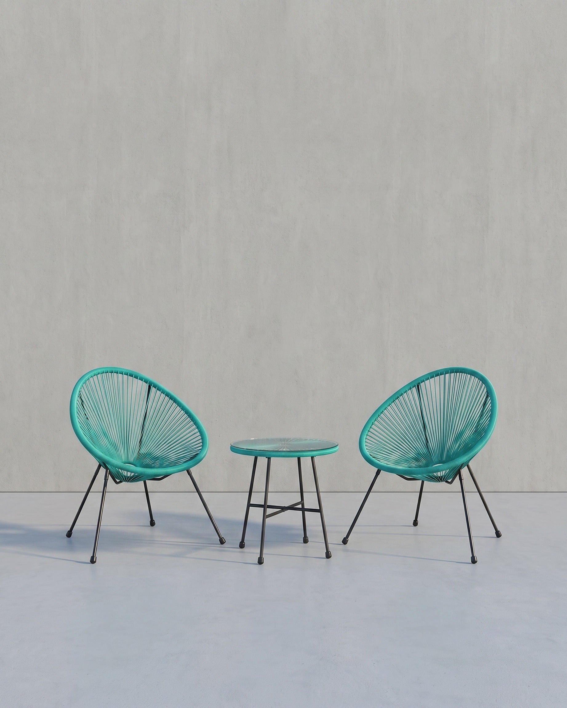 Balkonset - Tuinmeubelset van 3 - Terrasstoelen - Glazen tafelblad - 2 Stoelen