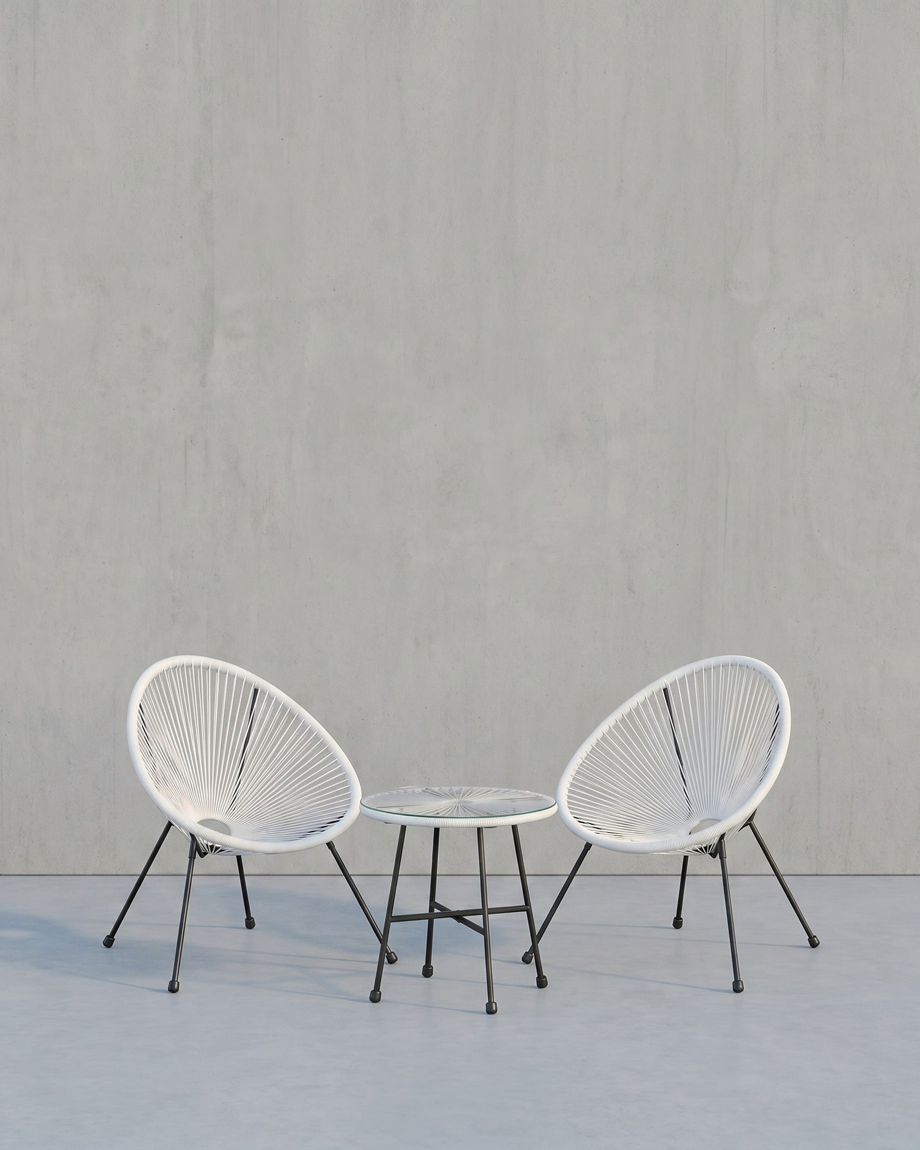 Balkonset - Tuinmeubelset van 3 - Terrasstoelen - Glazen tafelblad - 2 Stoelen